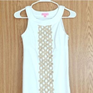 White & Gold Jacqueline Shift Dress